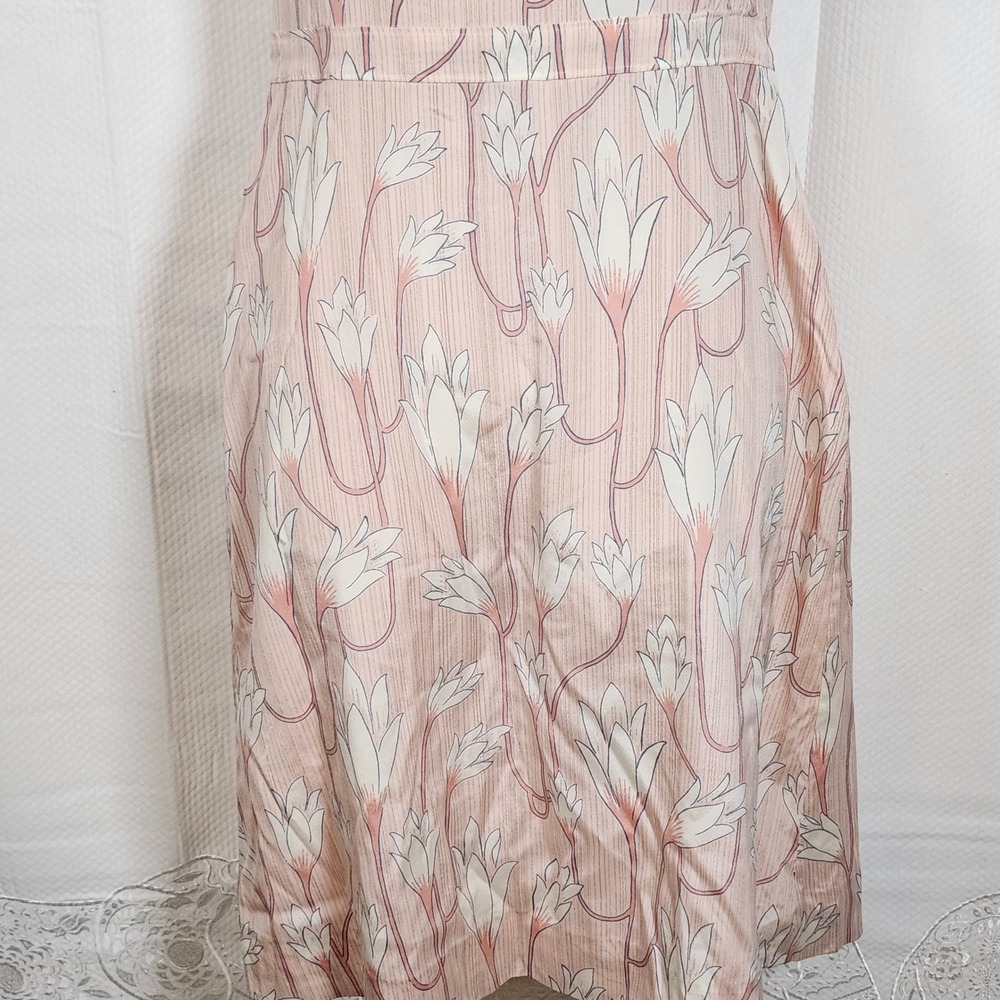 Tory‎ Burch Floral Print Square Neck Sleeveless Dress Pink White Size 6 - Picture 4 of 10